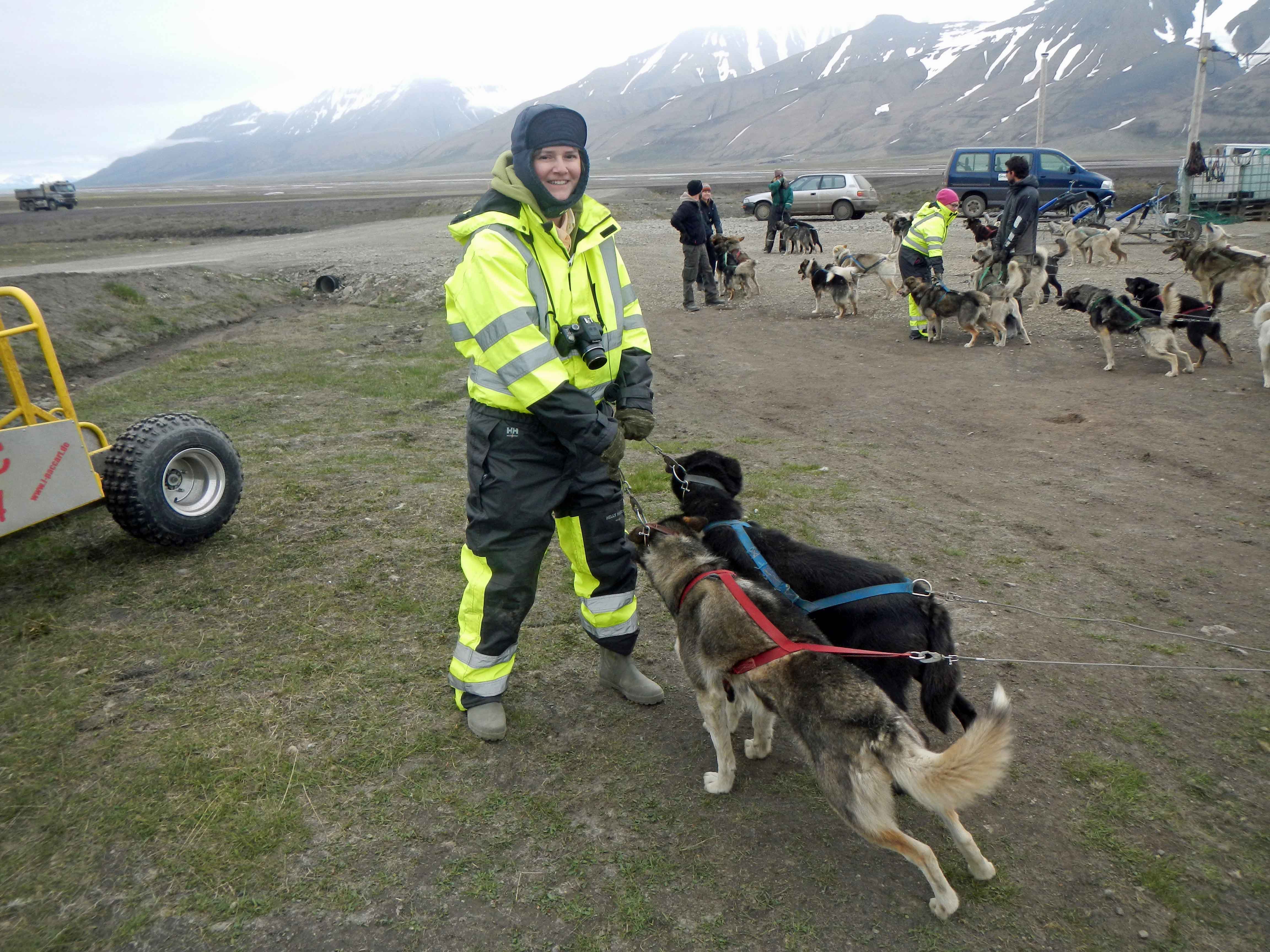 Holding onto the lead at Green Dog, Longyearbyen, Svalbard, Norway