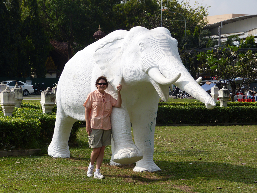 Wendy and Elephant in Phnom Penh