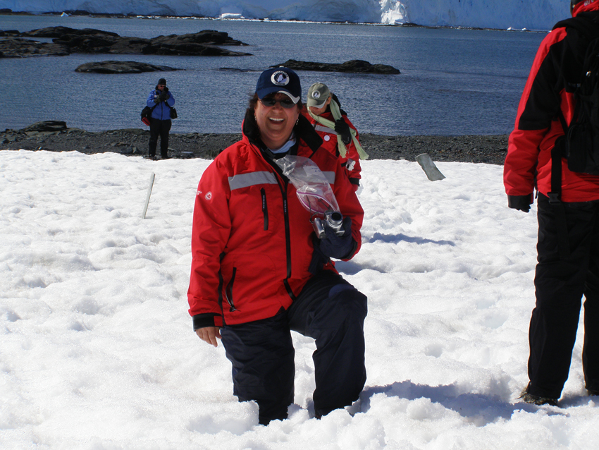 Anita from Texas showing us the depth of snow in Antarctica