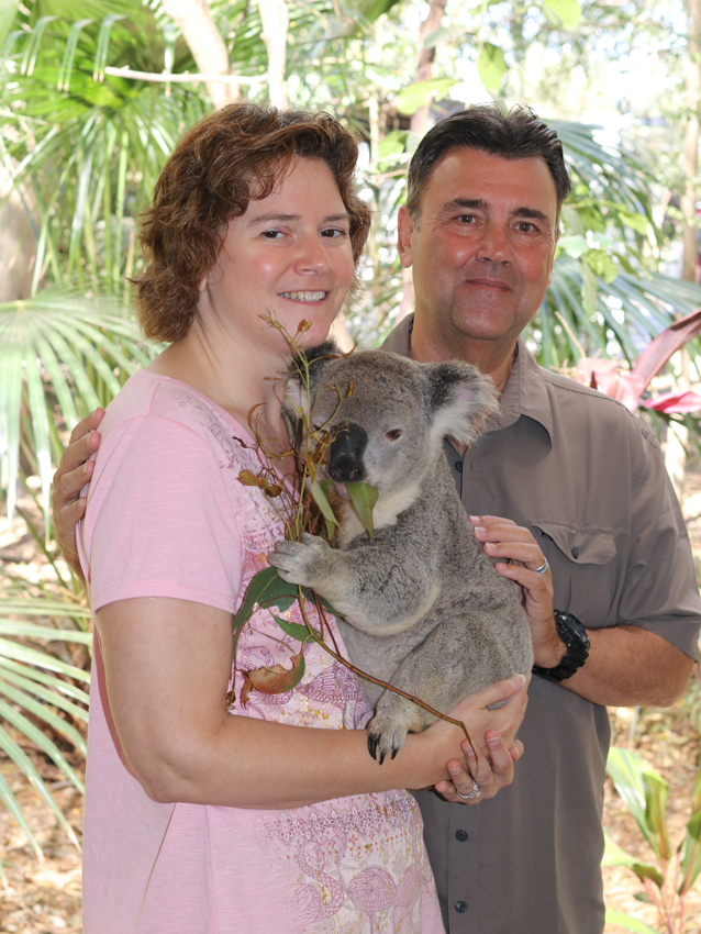 Astor the Koala (and Wendy and Greg)at Lone Pine Koala Sanctuary, Queensland, Australia