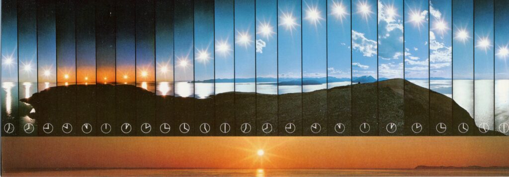 Postcard image of the sun's path above the Arctic Circle